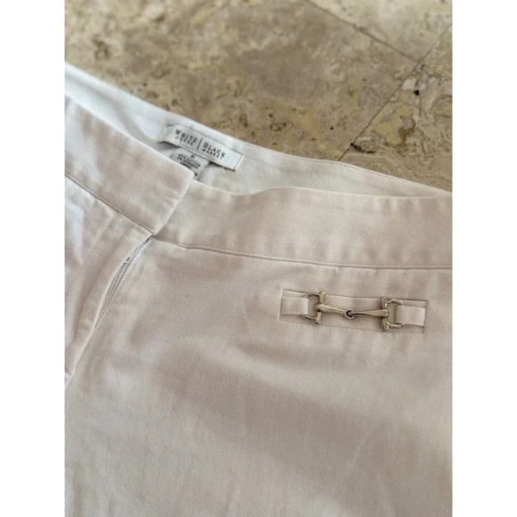 White House Black Market White Horsebit Detail Flare Leg Trousers Pants 6 - Picture 2 of 6